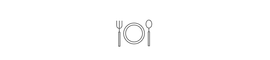 Icon featuring a fork, spoon, and plate.