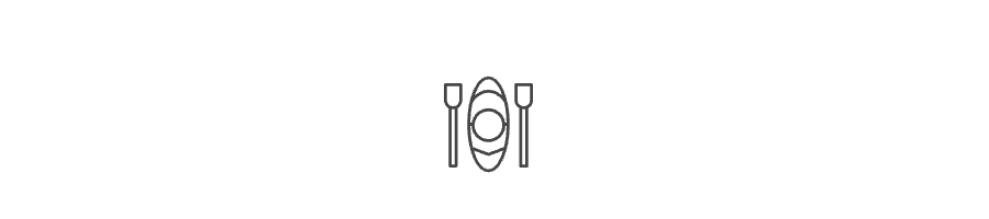 Illustration of a plate with utensils on either side.